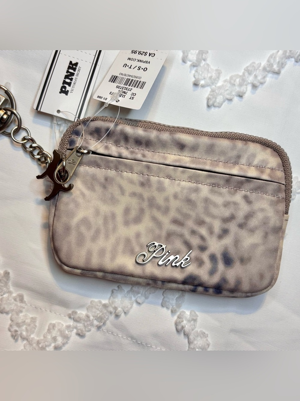 PINK Victoria's Secret Taupe Leopard Mini Key Pouch